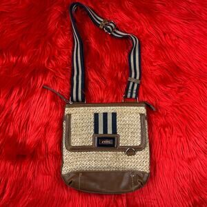 Chaps Rafia and stripe preppy crossbody or shoulder bag